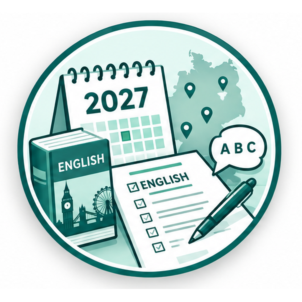 Englisch Abitur 2027 Kalender 2027, Deutschlandkarte und Checkliste für das Englisch-Abitur