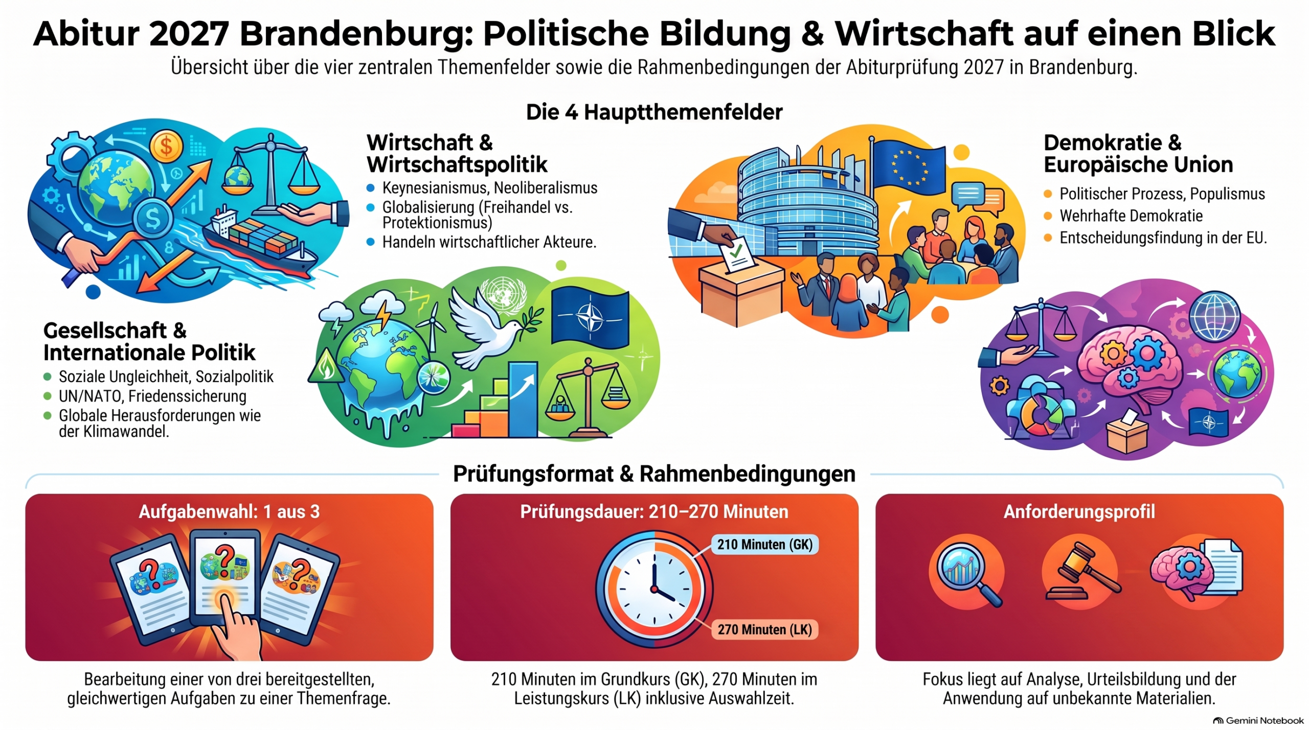 Themenübersicht Politische Bildung-Abitur 2027 Brandenburg als Infografik