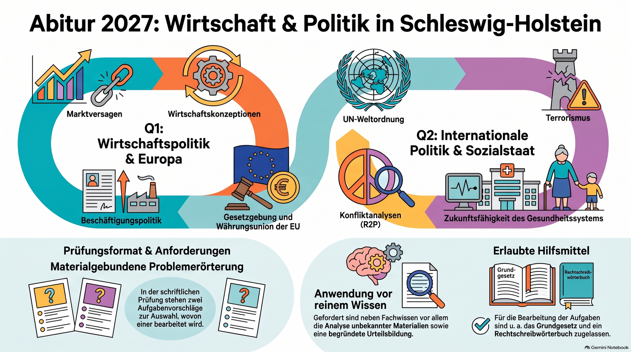 Themenübersicht Wirtschaft/Politik-Abitur 2027 Schleswig-Holstein als Infografik